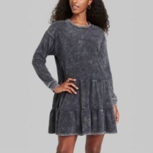 WILD FABLE charcoal wash tiered sweatshirt dress